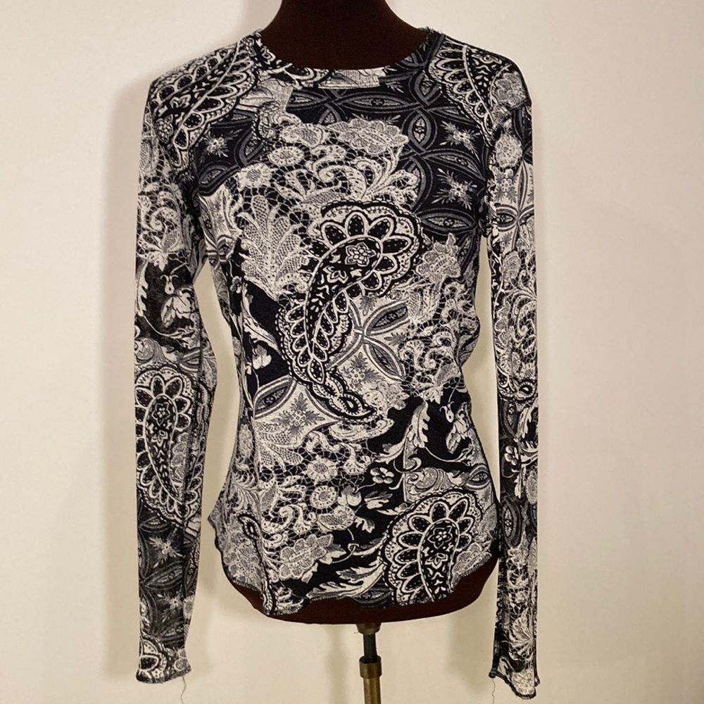 Karen Kane chiffon top blouse long sleeve L